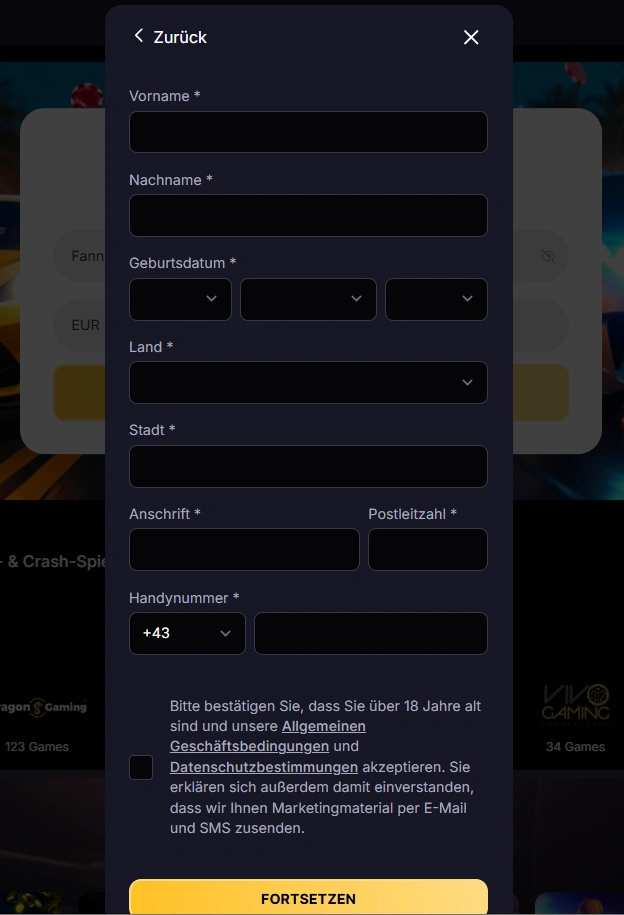 roibets registration page